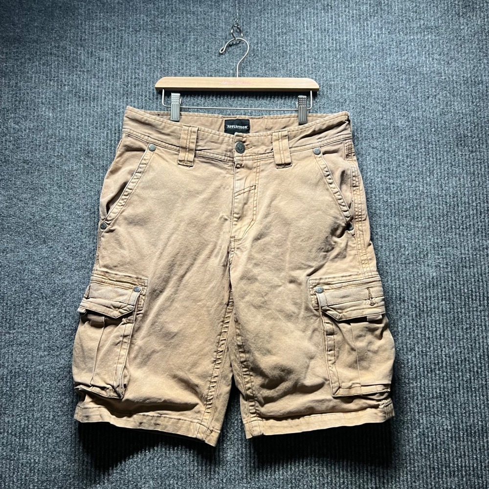 Affliction Cargo Shorts Mens 31‎ Tan Khaki Y2K Grunge MMA Utility Pockets